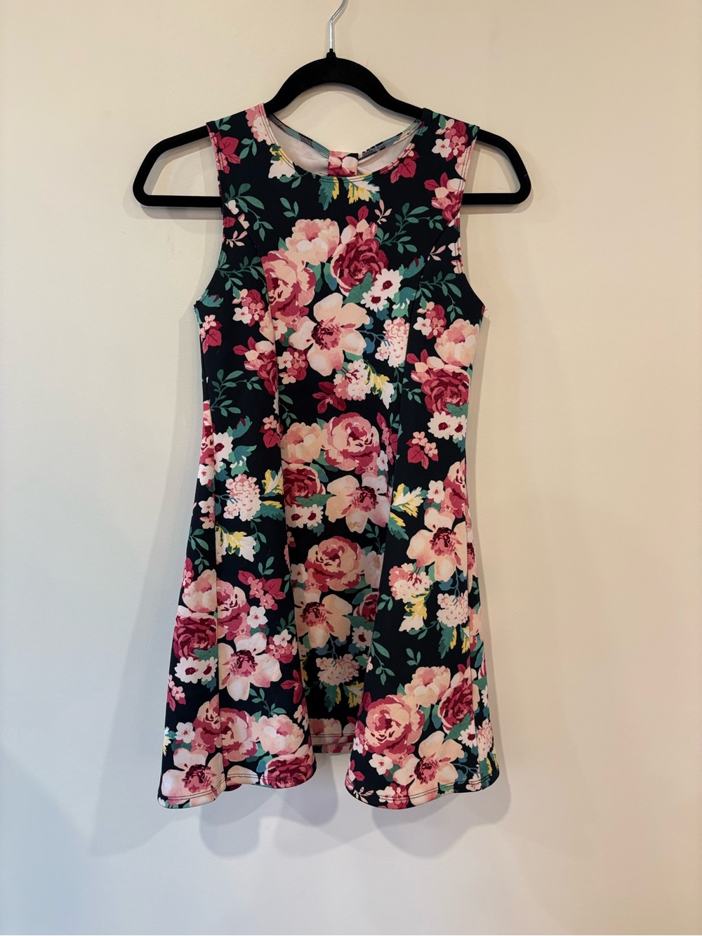 Floral A-Line Kids Dress in Navy and Pink Perfect for a Wedding!